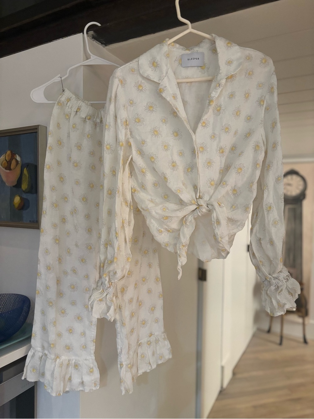 Sleeper Daisy-Print Bow Top and Pants Set